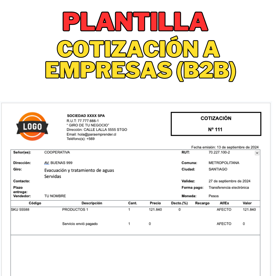 Plantilla Formato Cotización a empresas (B2B)