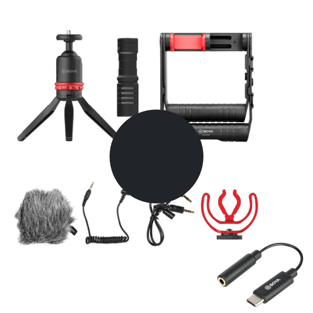 Kit Soporte de Teléfono/ empuñadura Con Trípode y Micrófono Boya BY-VG380