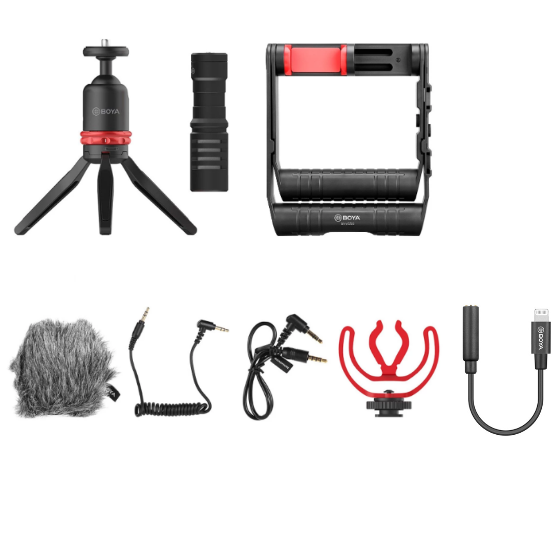 Kit Soporte de Teléfono/ empuñadura Con Trípode y Micrófono Boya BY-VG380