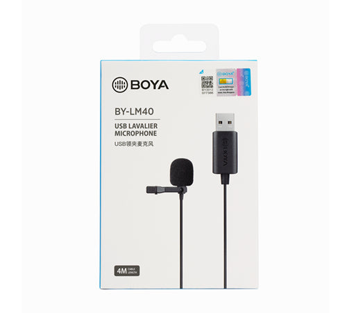 Boya BY-LM40 Micrófono Lavalier USB Cable de 4 Metros
