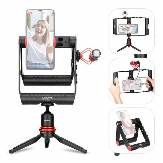 Kit Soporte de Teléfono/ empuñadura Con Trípode y Micrófono Boya BY-VG380