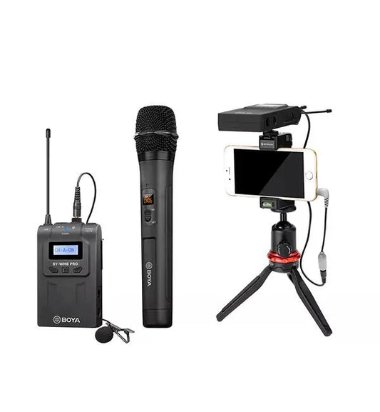 Boya BY-WM8 Pro-K4 Micrófono Inalámbrico UHF Doble, de Mano y Lavalier