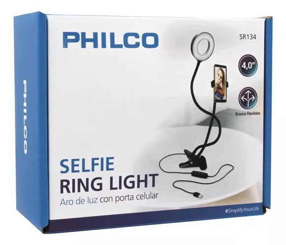 Soporte Tipo Clip Para Smartphone Con Aro De Luz - Philco