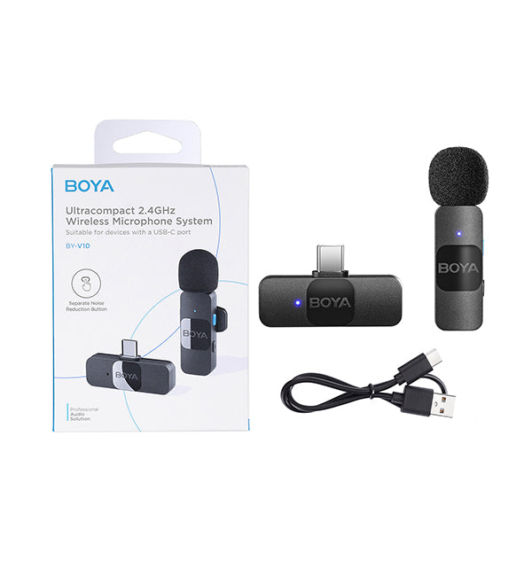 Boya BY-V10 Micrófono Inalámbrico Ultra Compacto y Portable 2.4GHz Conector USB-C