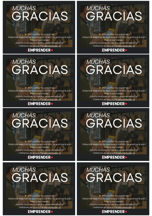 Tarjeta de agradecimiento- doble cara- papel fotografico 100 unidades