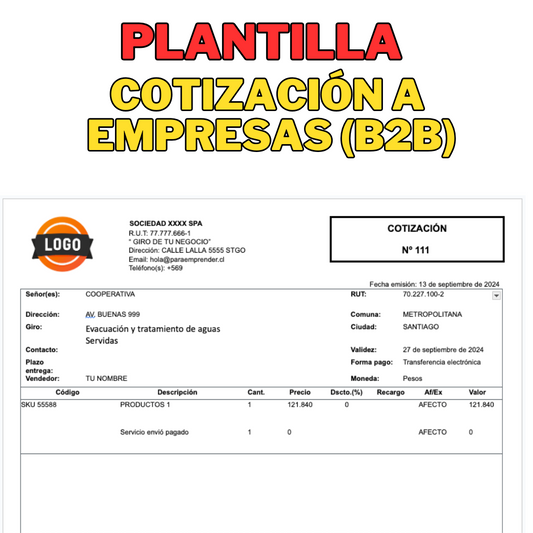 Plantilla Formato Cotización a empresas (B2B)