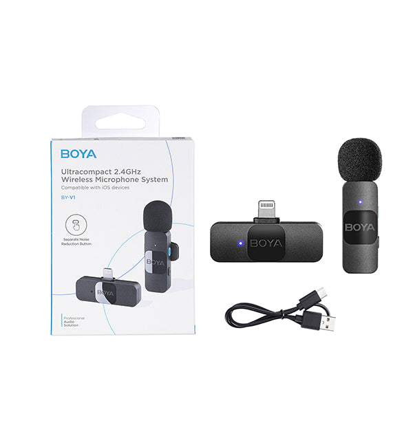 Boya BY-V1 Micrófono Inalámbrico Ultra Compacto y Portable 2.4GHz Conector Lightning