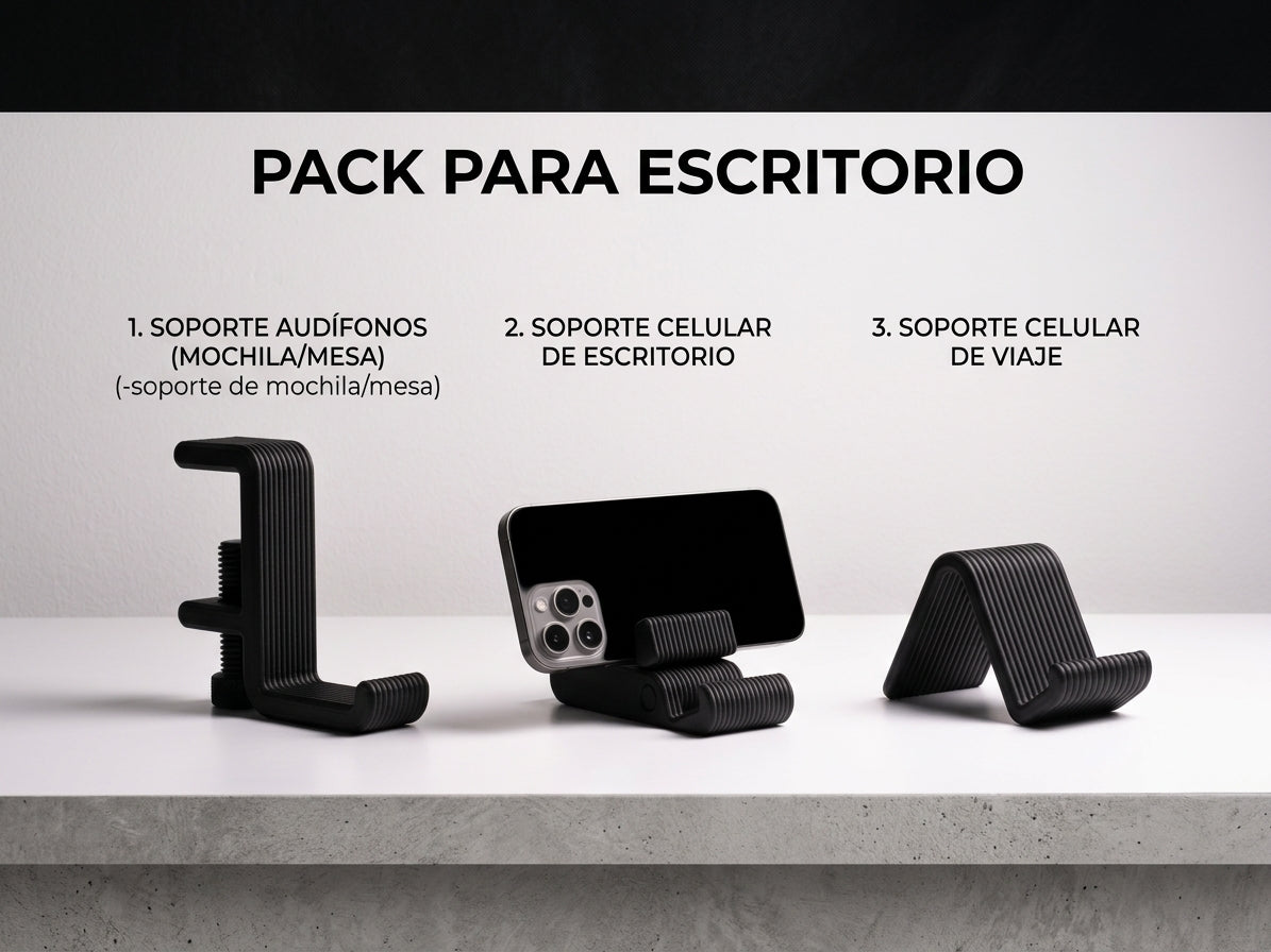 Pack Completo de Soportes Acanalados | Escritorio + Portátil + Audífono
