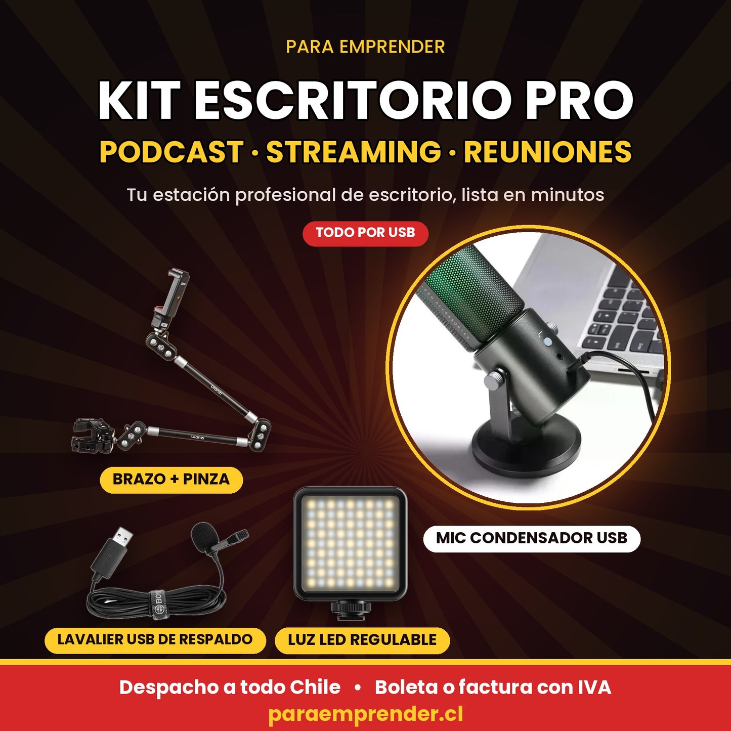 Kit Escritorio PRO — Podcast, Streaming y Reuniones